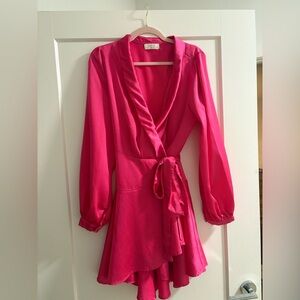 Pink wrap dress